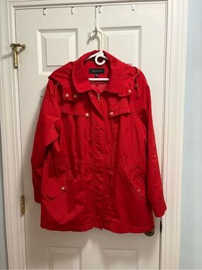 Jones New York Red Utility Jacket with Hood